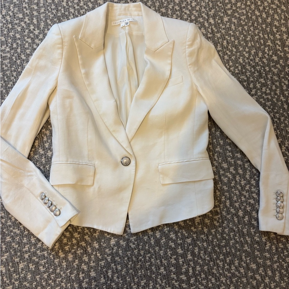 Veronica Beard Cream Tailored Blazer